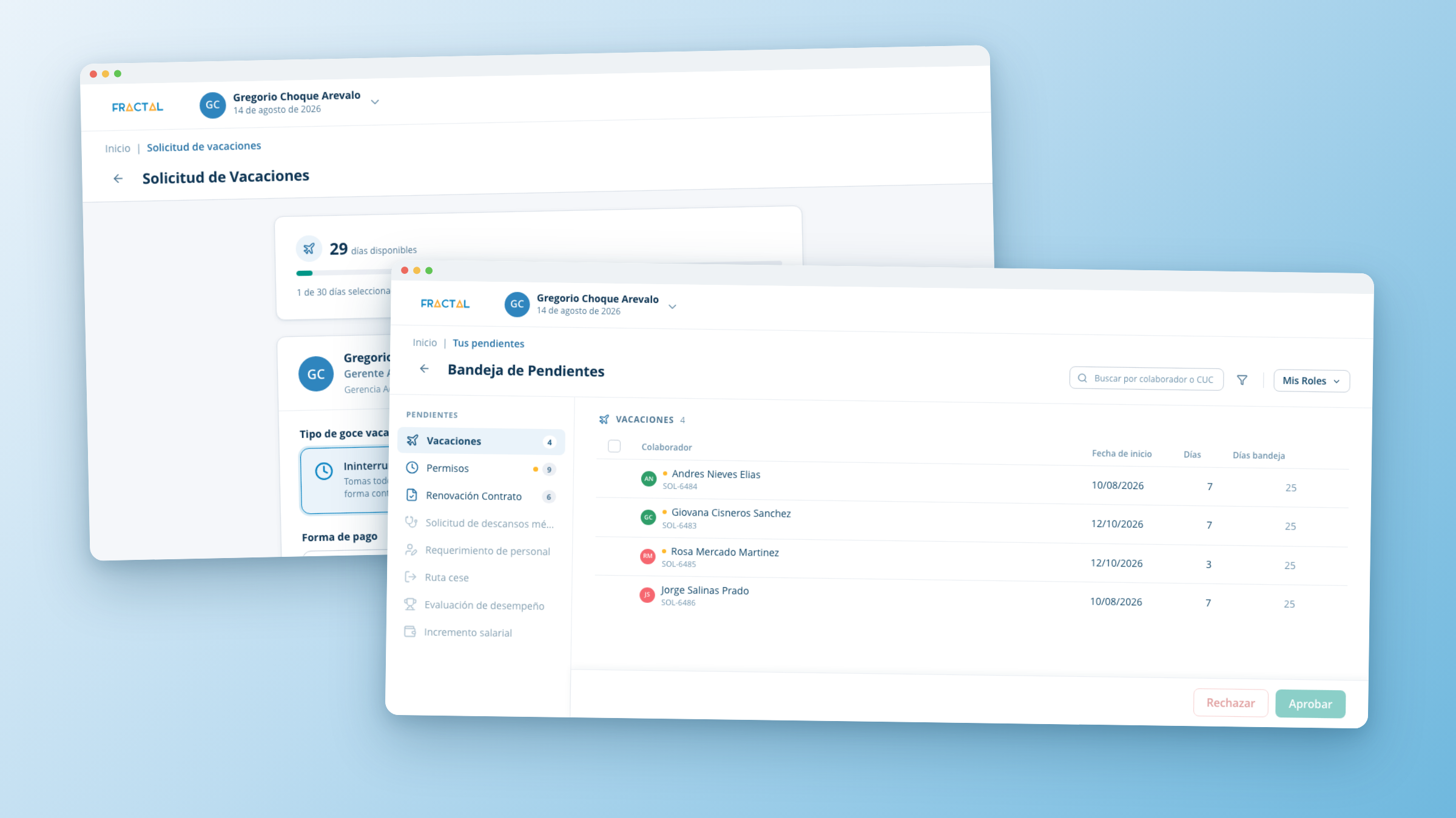 Fractal redesigned vacation request and admin approval screens